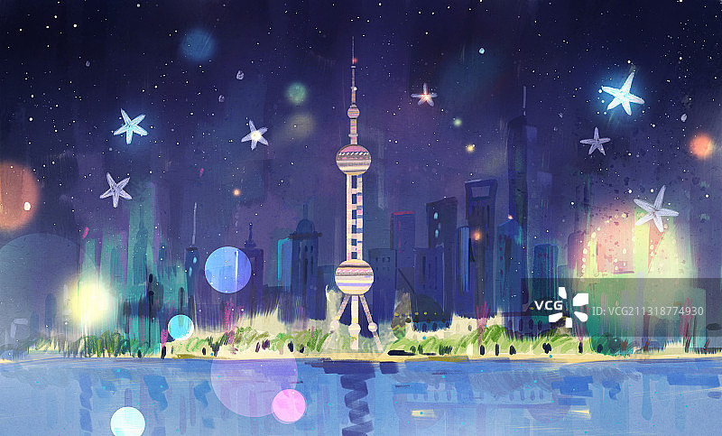 城市，上海，东方明珠塔，旅游，插画，著名景点图片素材