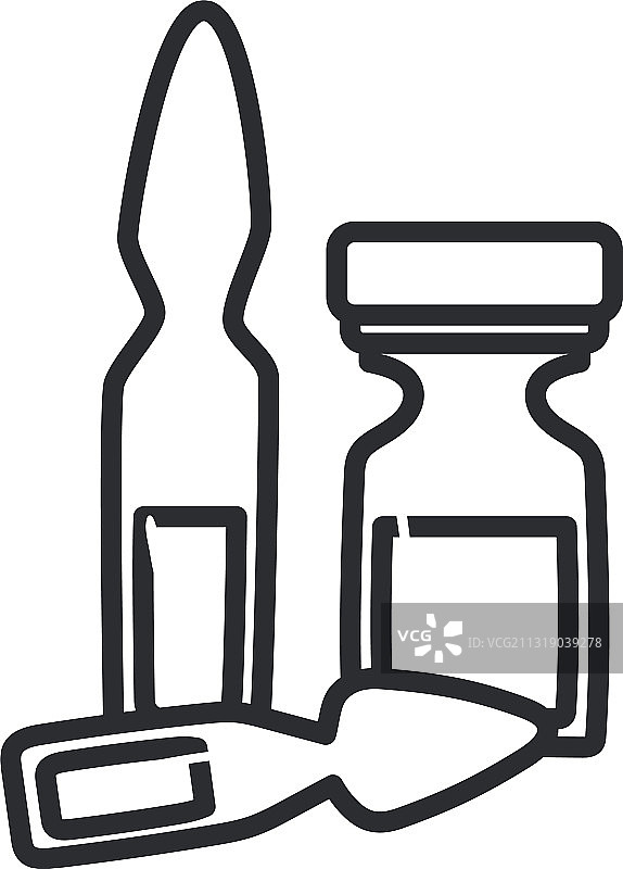 药瓶和瓶线风格图标图片素材
