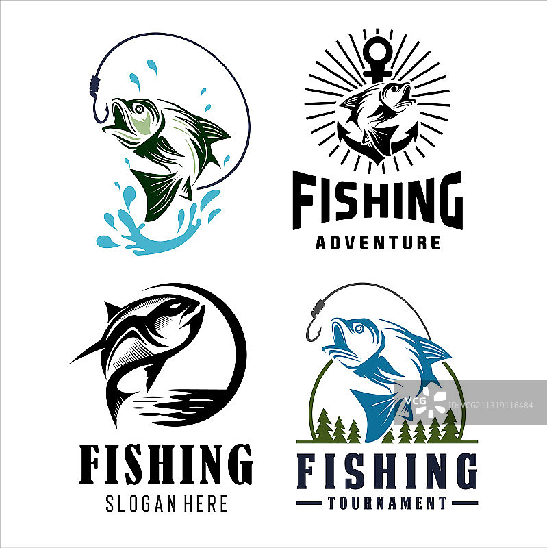 设置钓鱼比赛设计标志图片素材