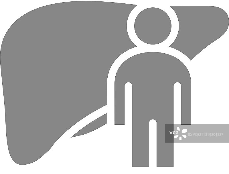 肝脏与男子灰色图标附件消化图片素材