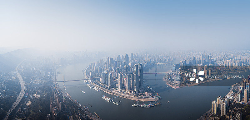 重庆市渝中区航拍视角高空全景图图片素材
