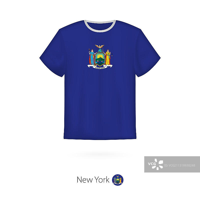 印有美国纽约州国旗的t恤设计图片素材