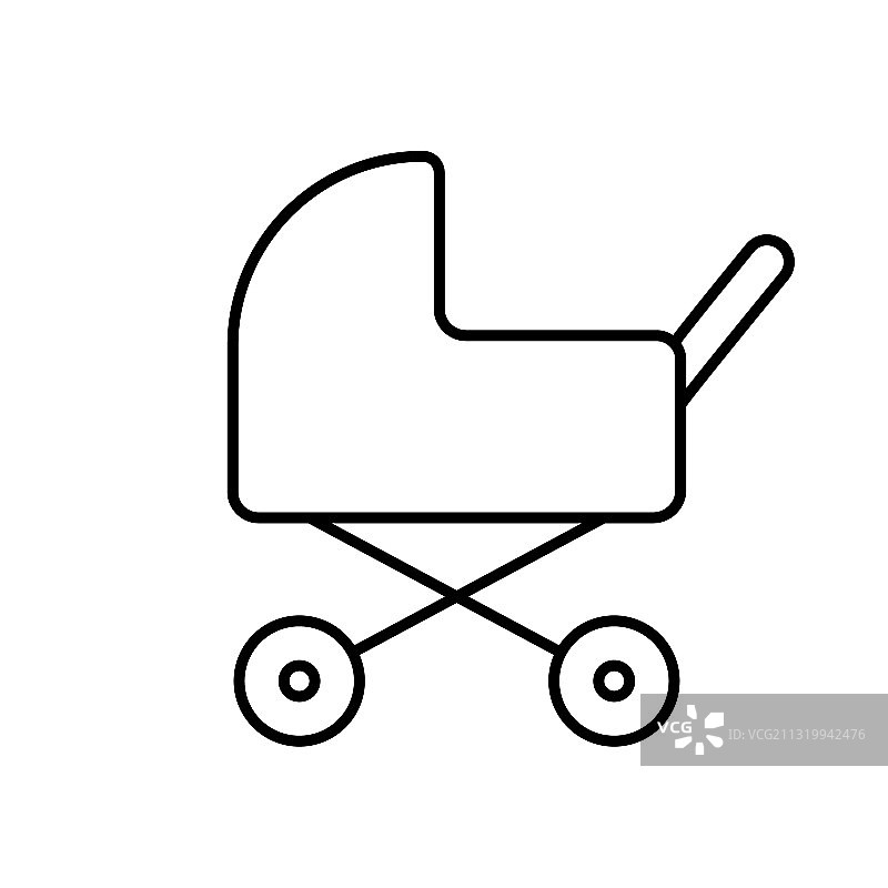 婴儿车图标上的白色背景图片素材