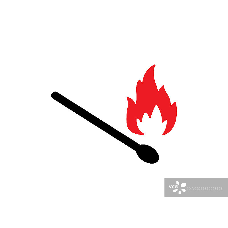 一个燃烧的火柴用火焰平彩色火焰图标图片素材