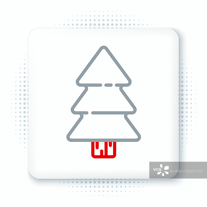 线圣诞树图标孤立在白色图片素材