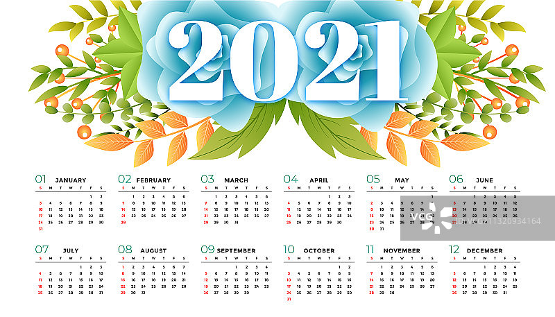 花式2021日历设计模板图片素材