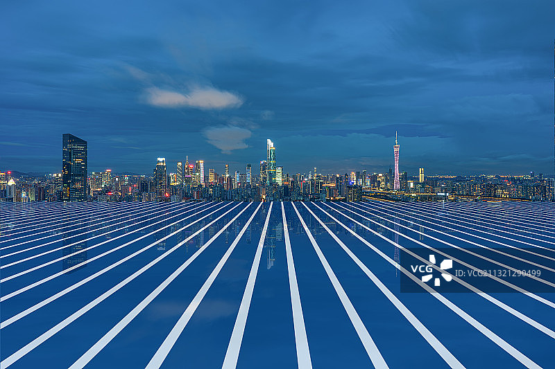 广州城市风光夜景和5G智慧城市大数据概念图片素材