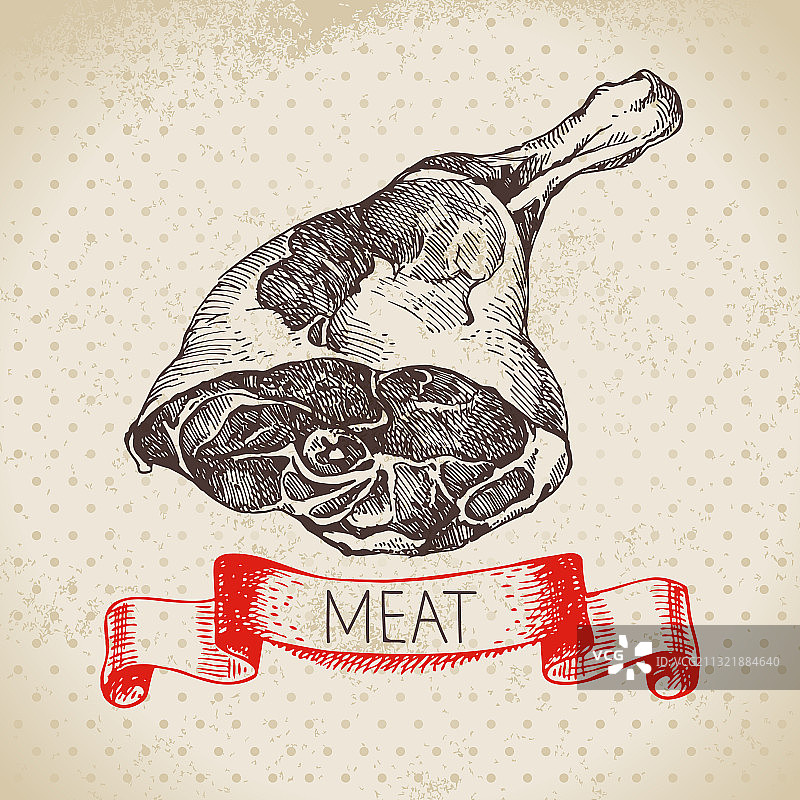 手绘素描肉制品复古菜单图片素材