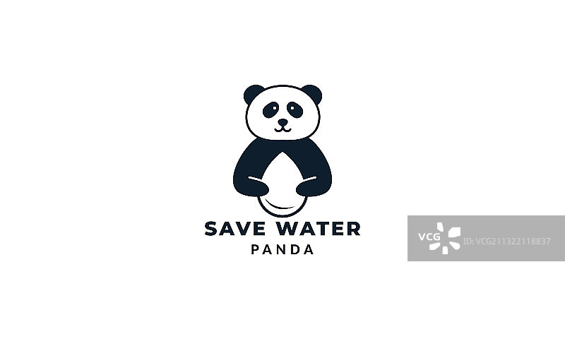 熊猫可爱的水滴标志图标图片素材