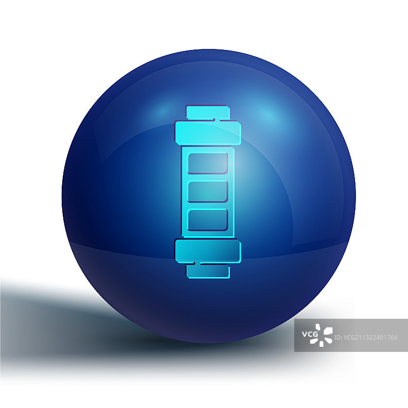 蓝色电池充电水平指示灯图标隔离图片素材