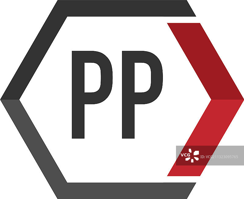 首字母pp连接六边形组合标志图片素材