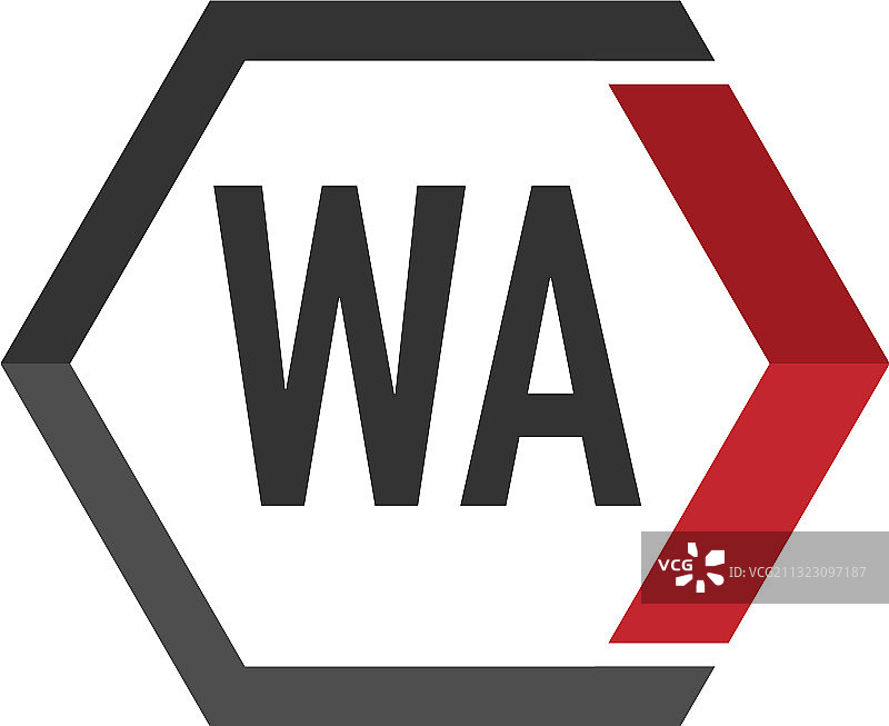 首字母wa连接六边形组合标志图片素材