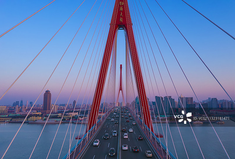 上海杨浦大桥航拍图片素材
