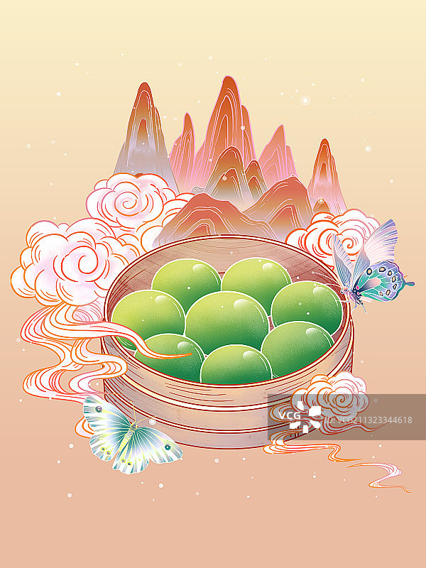 清明节青团月饼插画元素海报图片素材
