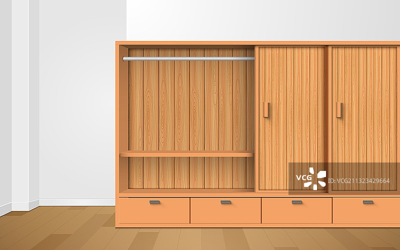 木制衣柜和木制橱窗在白色r图片素材