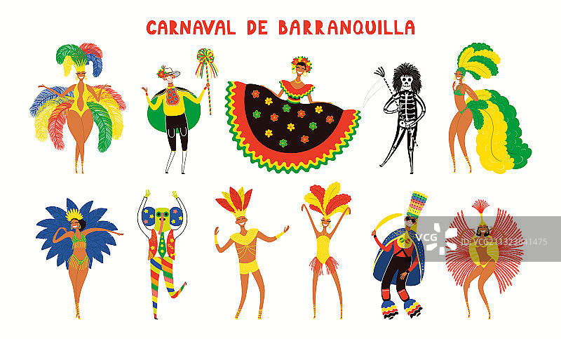 狂欢节上的barranquilla人穿着戏服图片素材