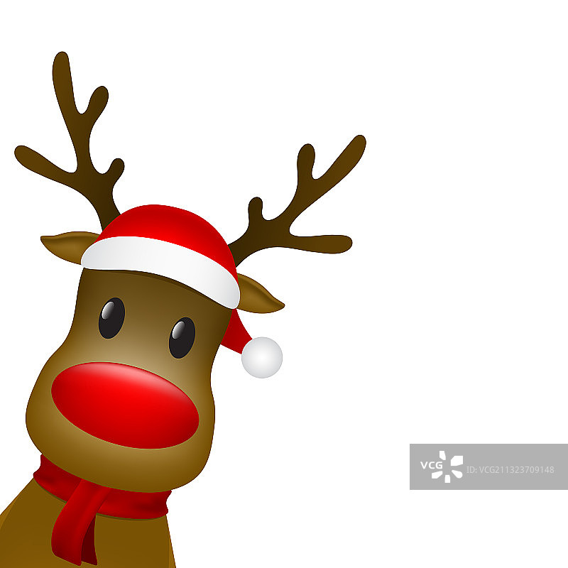 戴着围巾的圣诞驯鹿和圣诞老人图片素材