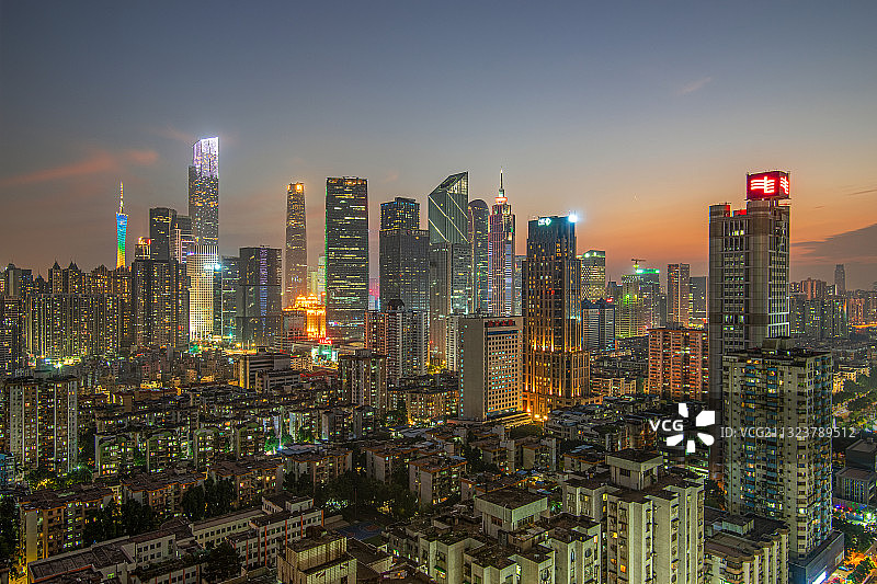 广州城市建筑天际线夜景图片素材