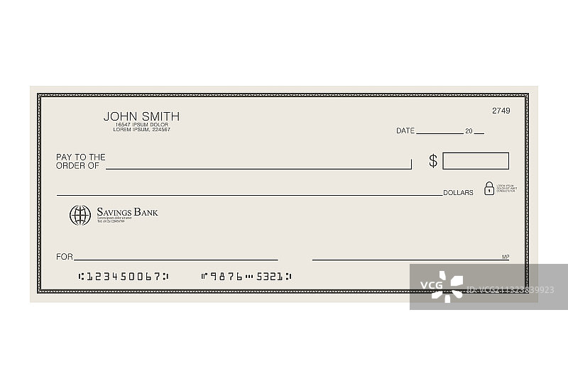 空白银行支票个人办公桌支票模板图片素材