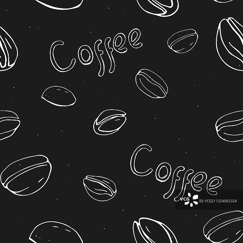 图案与咖啡豆在一个黑色的背景图片素材