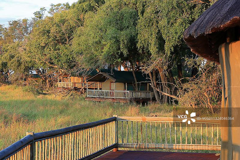 Safari旅馆，Safari帐篷，奥卡万戈三角洲，博茨瓦纳，非洲图片素材