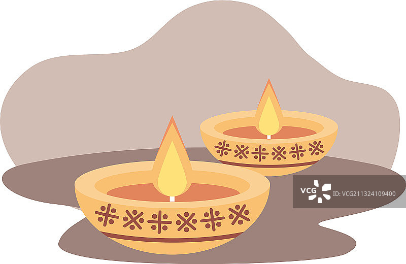 两个金色的印度教蜡烛装饰图片素材