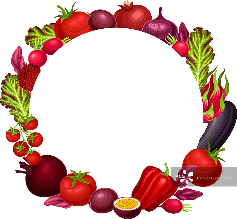 五颜六色的水果和蔬菜排成圆形图片素材