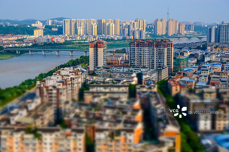 四川省绵阳市城市各种角度微缩景观图片图片素材