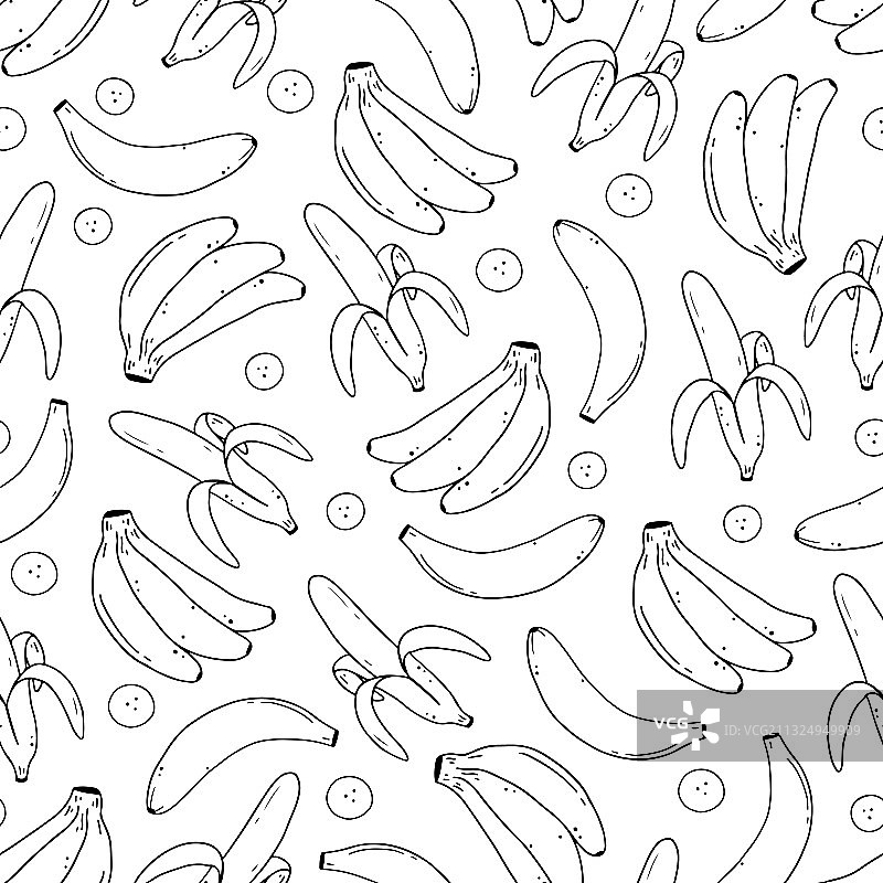 无缝图案手绘香蕉水果图片素材