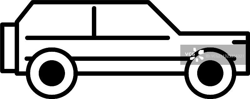Suv汽车侧视线图标孤立在白色图片素材