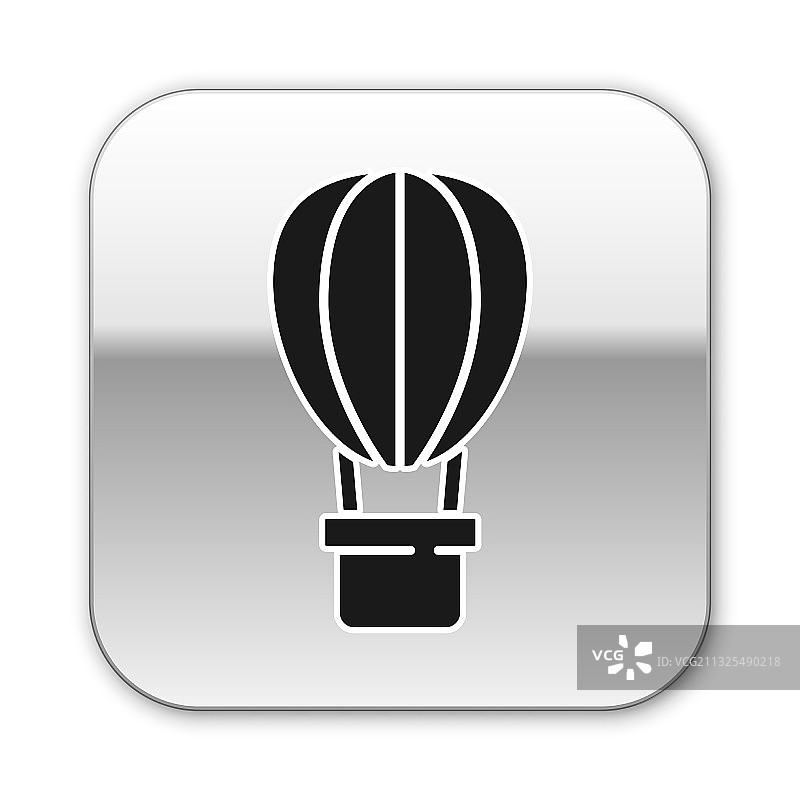 黑色热气球图标孤立在白色上图片素材