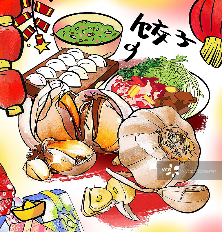 大蒜食物插画图片素材