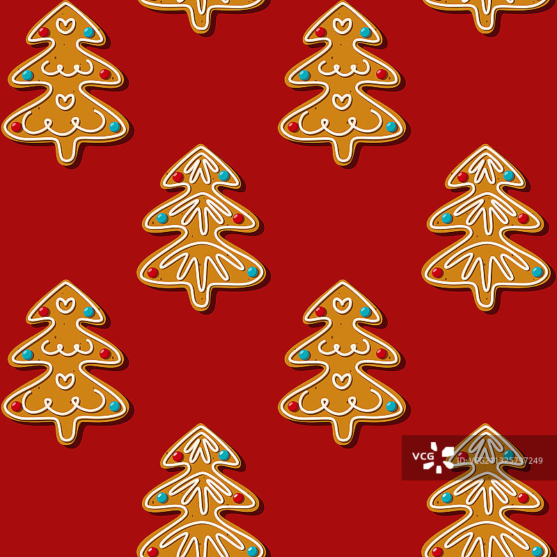 无缝姜饼圣诞树饼干图片素材