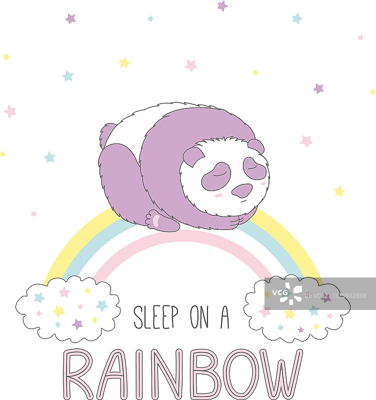 和熊猫一起睡在彩虹上图片素材