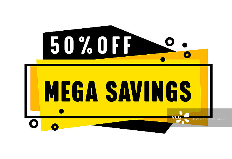Mega savings价格off促销横幅与抽象图片素材