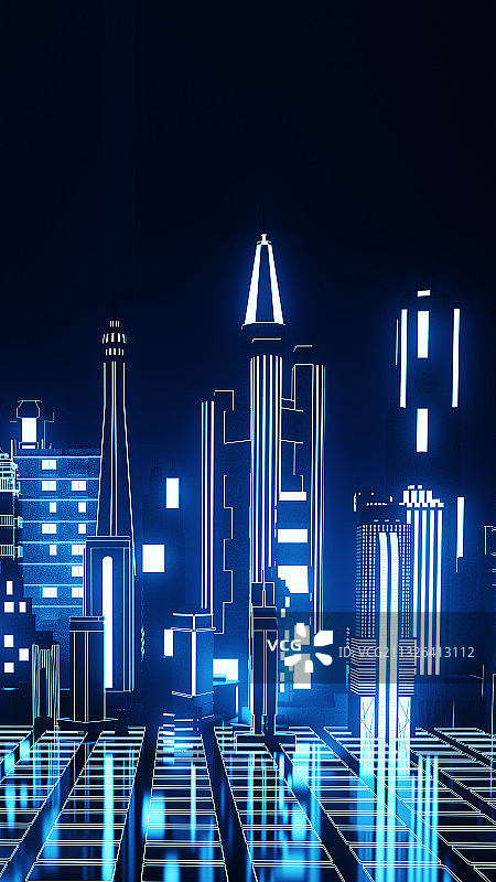 蓝色科技城市场景图片素材