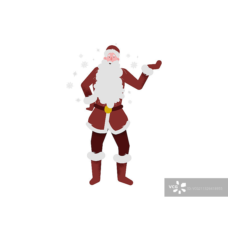 圣诞老人长着白胡子，穿着红外套图片素材