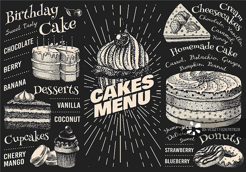 蛋糕菜单手绘烘焙产品甜食图片素材