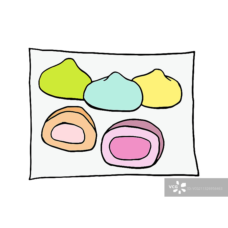 手绘麻糬冰淇淋日本米饭图片素材