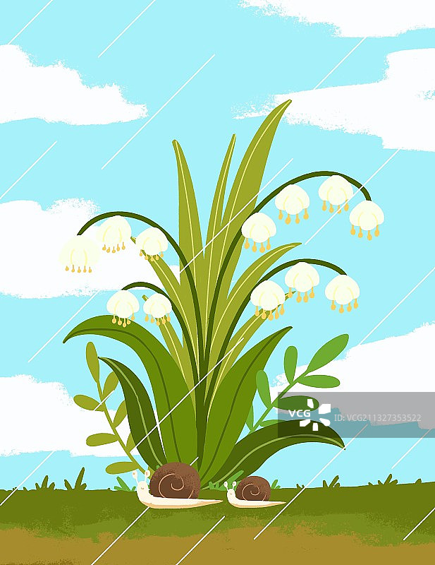 春节惊蛰蜗牛插画图片素材