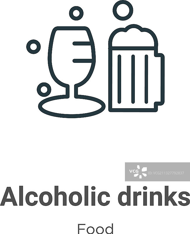 酒精饮料的轮廓图标细线黑色图片素材