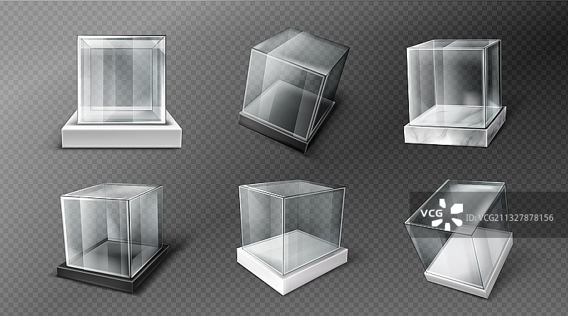 玻璃立方体盒子清晰的丙烯酸展示图片素材