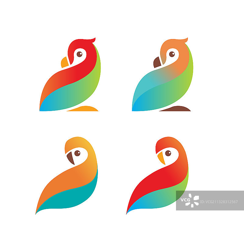 鹦鹉爱鸟标志套装设计图片素材