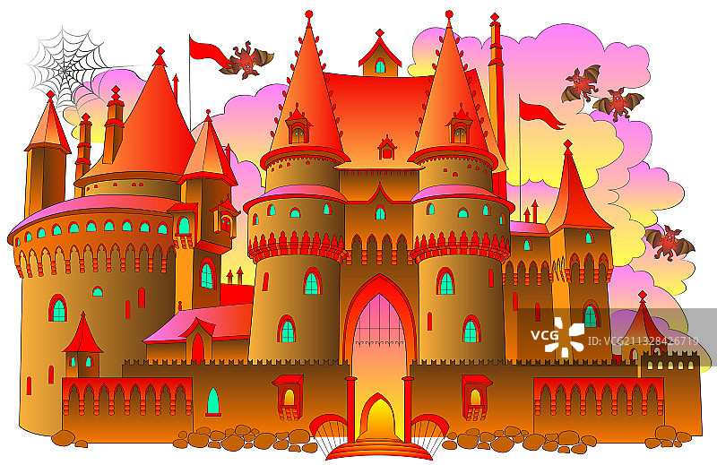 一个童话世界的幻想城堡印刷封面图片素材