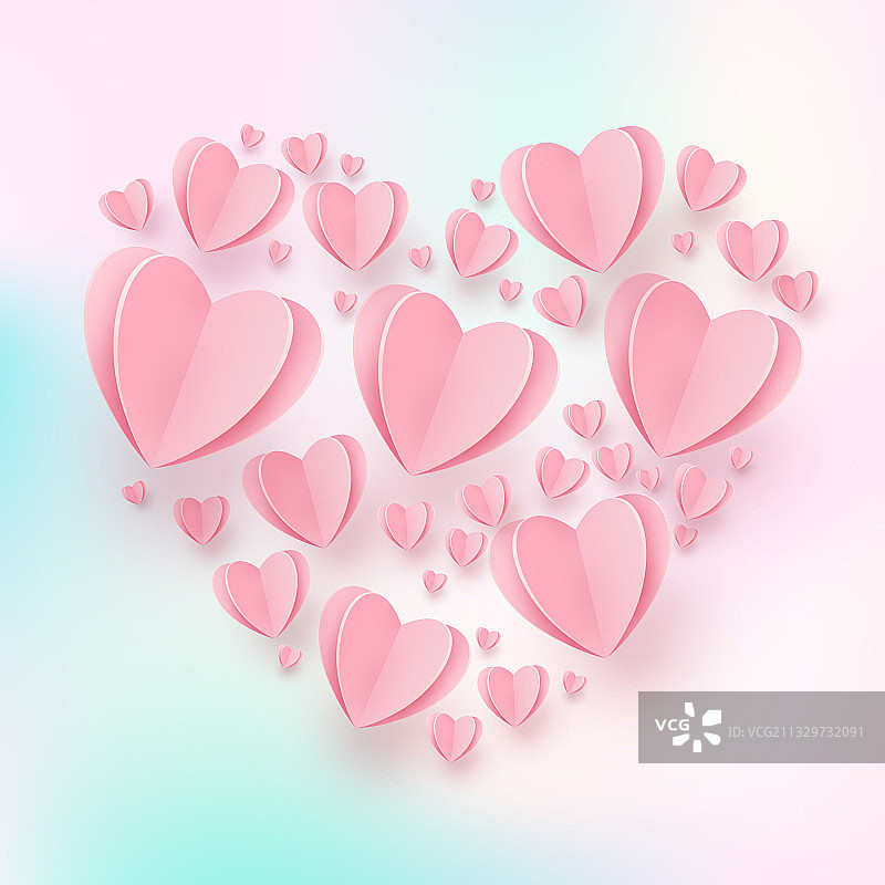 轻轻地粉红色的心形成一个大的心图片素材