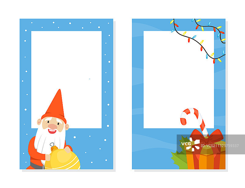 圣诞侏儒和礼物与空白横幅设置图片素材