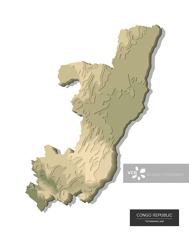 刚果共和国地图- 3d数字高海拔图片素材