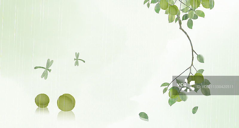 谷雨中式横版插画图片素材