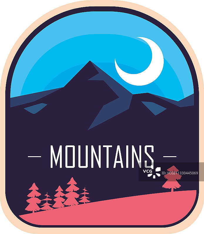 山与月与松山水标图片素材