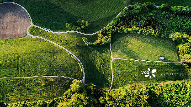 绿色景观鸟瞰图，瑞士，瑞士图片素材